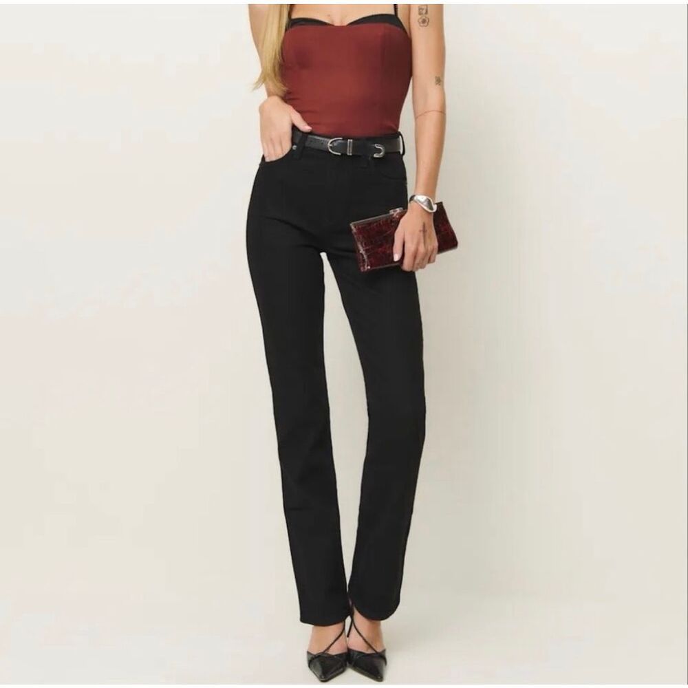 Reformation Black Straight Leg Jeans